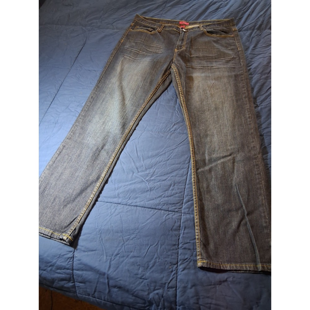 Alfani Jeans Mens‎ 36x30 Black Slim Fit Straight Leg Stretch Denim Casual Pants